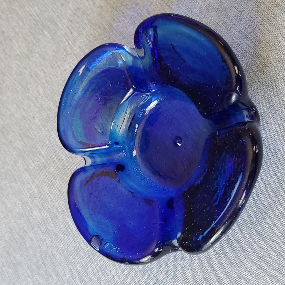 Vintage Blue Glass Ashtray